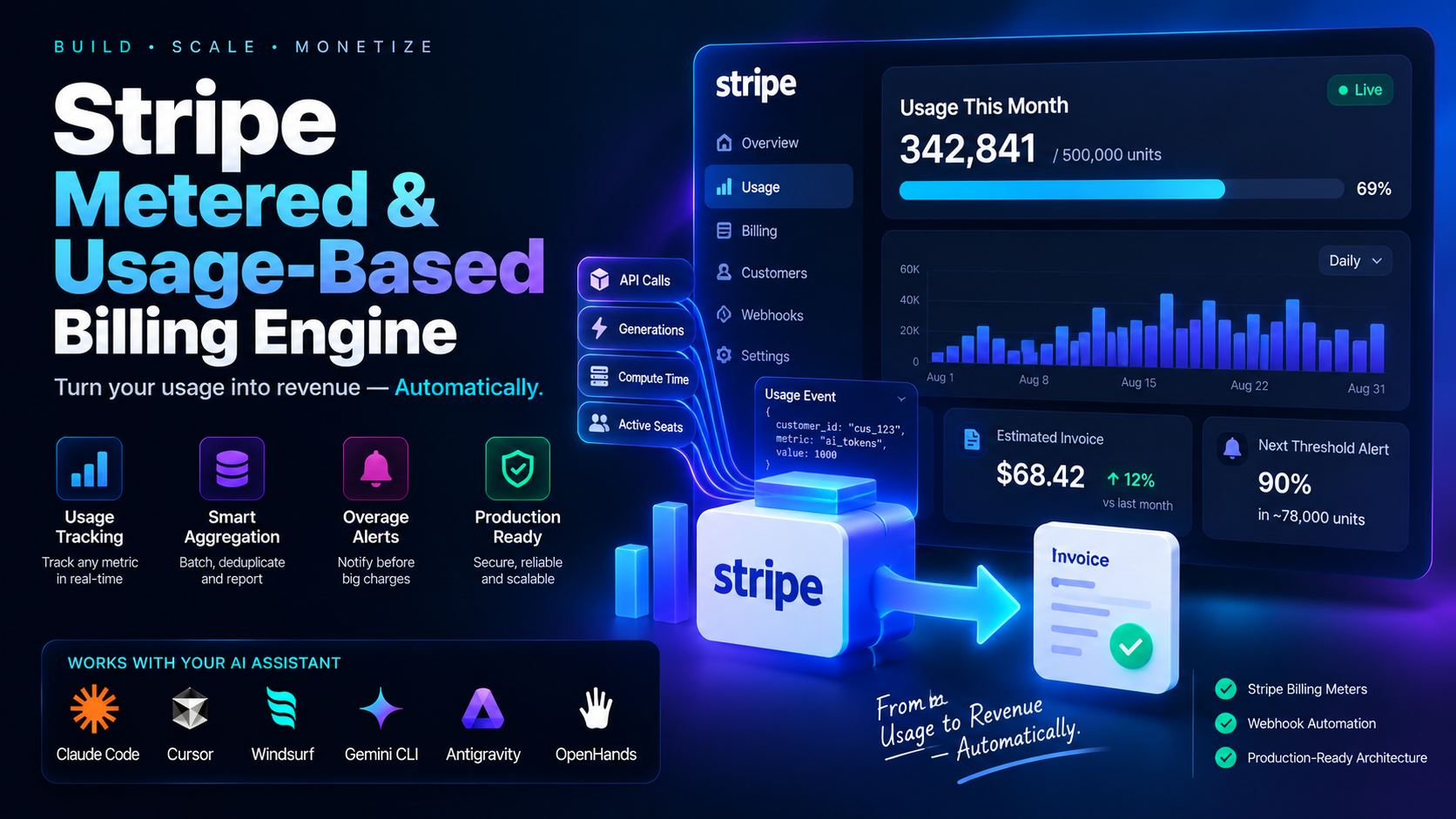 Implement Stripe Metered Billing API: Meters, Idempotent Usage Events, and Overage Alerts (2026)