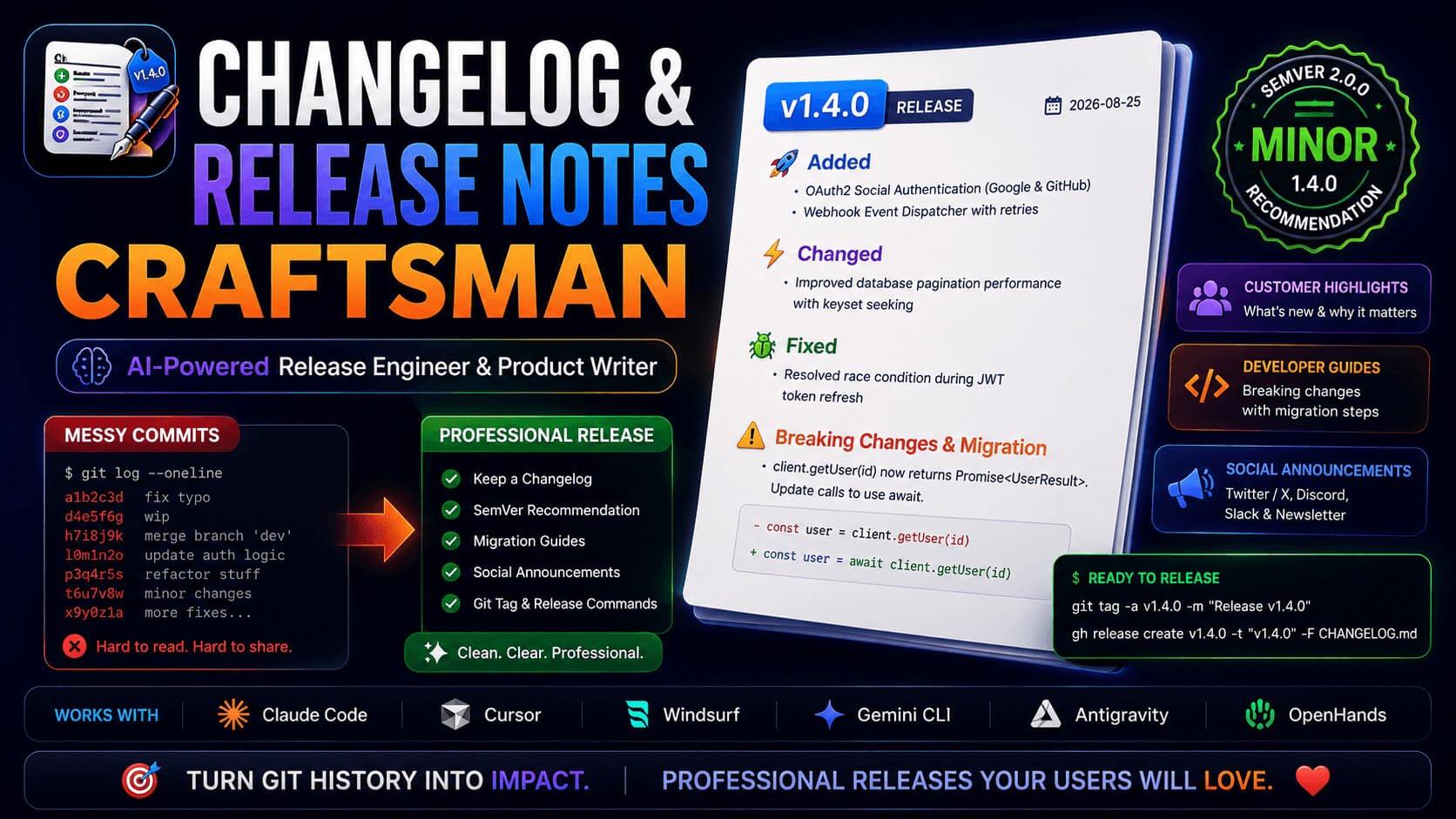 Changelog & Release Notes Craftsman: Transforming Git Commits into Customer Release Notes (2026)