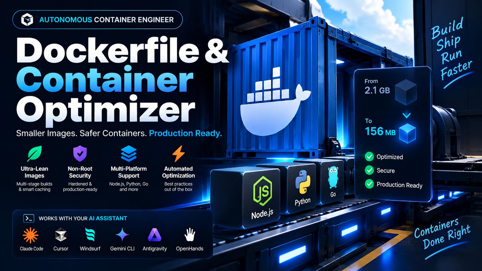 Optimize Docker Image Size with an AI Agent: Multi-Stage Builds for Node, Python, and Go (2026)